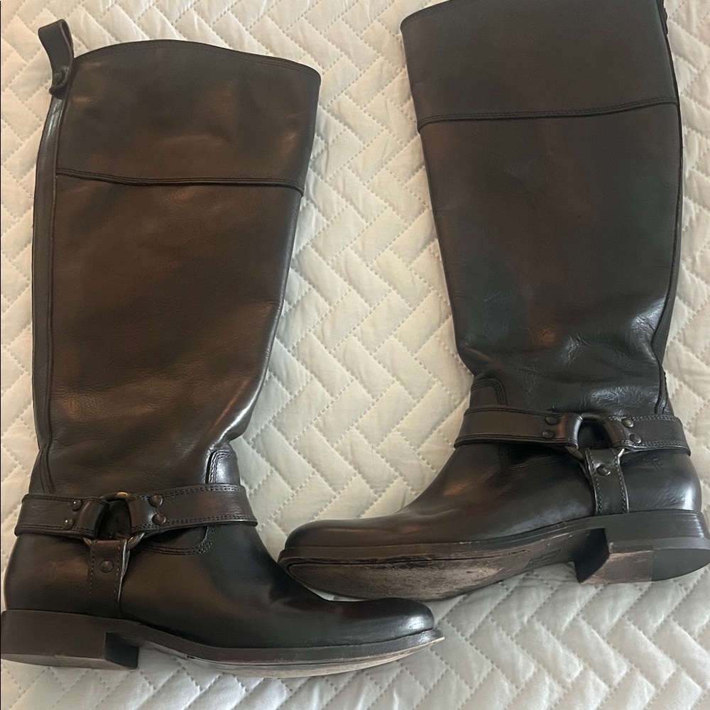 Frye Black Leather Harness Riding Boots Sz 7.5